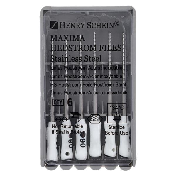 Maxima Hand Hedstrom Files 25 mm Size 90 Stainless Steel White 6/Bx product image