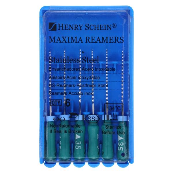 Maxima Hand Reamer 21 mm Size 35 Stainless Steel Green 6/Bx product image