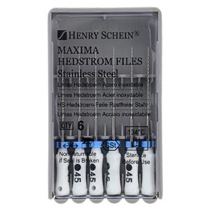 Maxima Hand Hedstrom Files 25 mm Size 45 Stainless Steel White 6/Bx