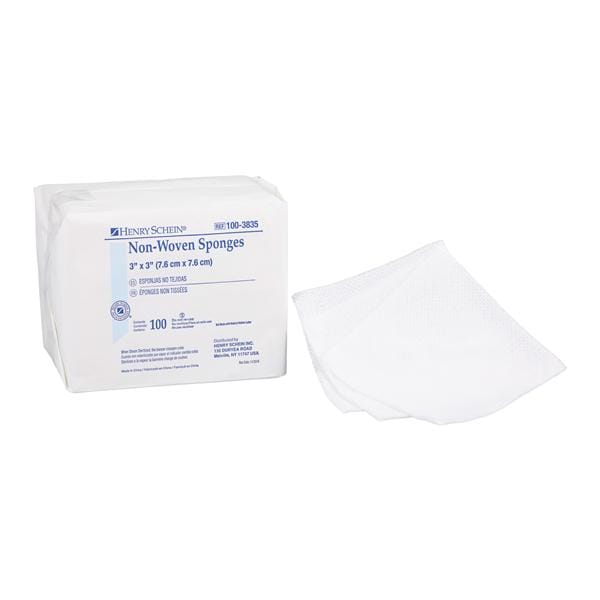 100% Cotton Non-Woven Sponge 3x3" 4 Ply Non-Sterile Square LF, 40 PK/CA