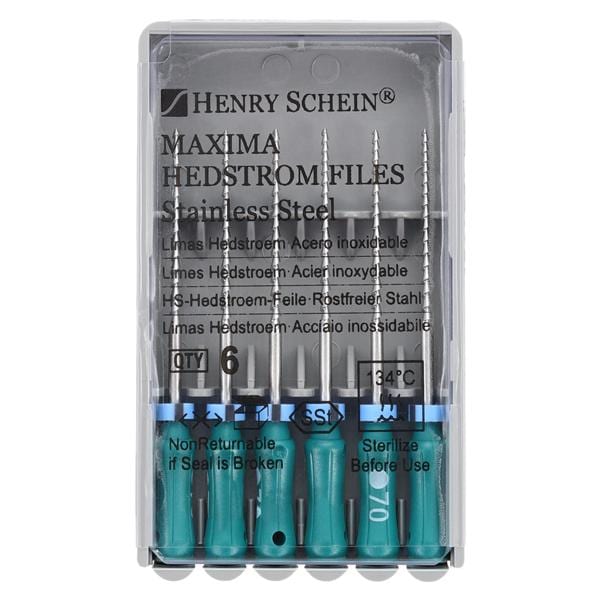 Maxima Hand Hedstrom Files 25 mm Size 70 Stainless Steel Green 6/Bx