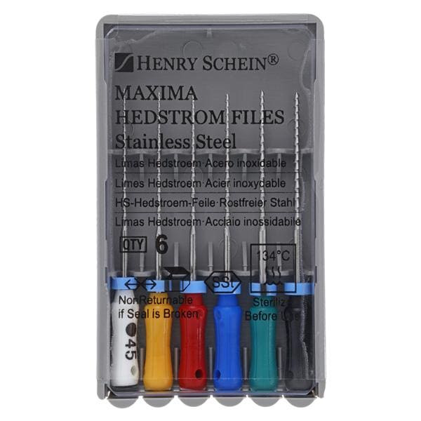 Maxima Hand Hedstrom Files 25 mm Size 45-80 Stainless Steel Assorted 6/Bx