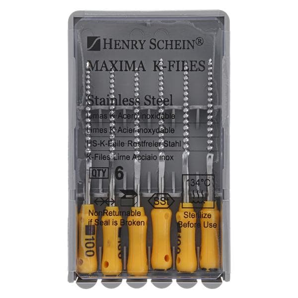 Maxima Hand K-File 25 mm Size 100 Stainless Steel 6/Bx