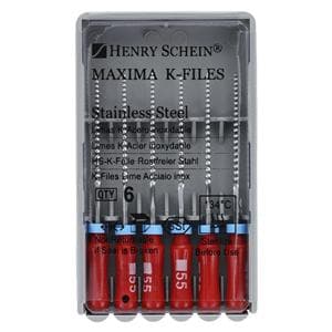 Maxima Hand K-File 25 mm Size 55 Stainless Steel Red 6/Bx