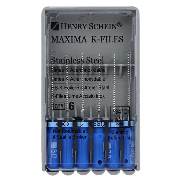 Maxima Hand K-File 21 mm Size 30 Stainless Steel Blue 6/Bx