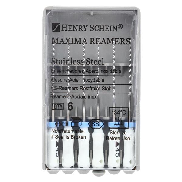 Maxima Hand Reamer 25 mm Size 45 Stainless Steel White 6/Bx product image