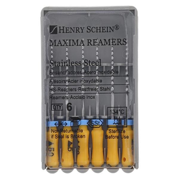 Maxima Hand Reamer 25 mm Size 50 Stainless Steel Yellow 6/Bx product image