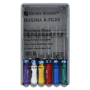 Maxima Hand K-File 21 mm Size 10-35 Stainless Steel Assorted 6/Bx