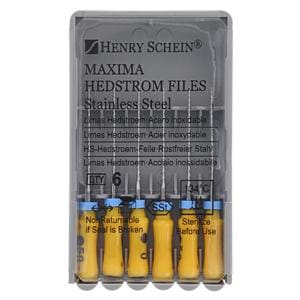 Maxima Hand Hedstrom Files 21 mm Size 50 Stainless Steel Yellow 6/Bx