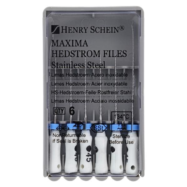 Maxima Hand Hedstrom Files 21 mm Size 45 Stainless Steel White 6/Bx product image