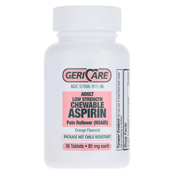 Aspirin Adult NSAID Chewable Tablets 81mg Orange Twist Cap 36/Bt, 12 BT/CA