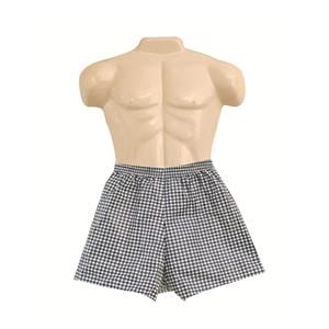 Dipsters Boxers Swimwear Polyethylene Beige/Blue Plaid Large Disposable 12/Pk