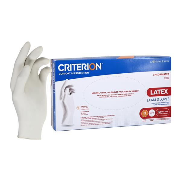 Criterion Latex Exam Gloves Medium Standard White Non-Sterile, 10 BX/CA