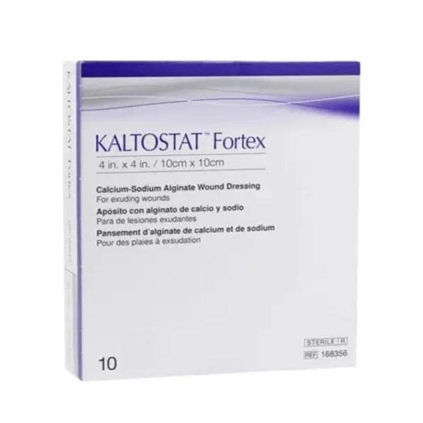 Kaltostat Fortex Calcium Alginate Wound Dressing 4x4" Sterile Square Wt Abs LF