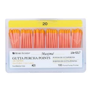Maxima Hand Rolled Gutta Percha Points Size 20 Yellow 100/Bx