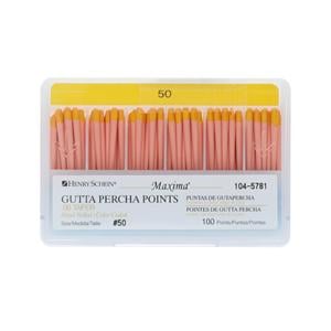 Maxima Hand Rolled Gutta Percha Points Size 50 Yellow 100/Bx