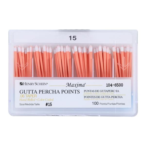 Maxima Hand Rolled Gutta Percha Points Size 15 White 100/Bx