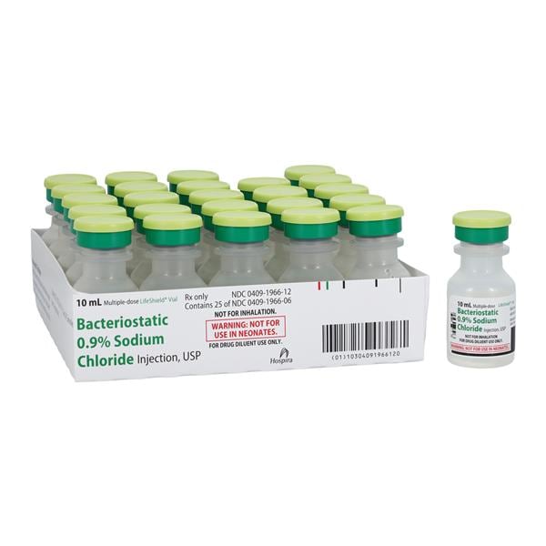 Sodium Chloride Bacteriostatic Injection 0.9% LF MDV 10mL 25/Package, 4 BX/CA