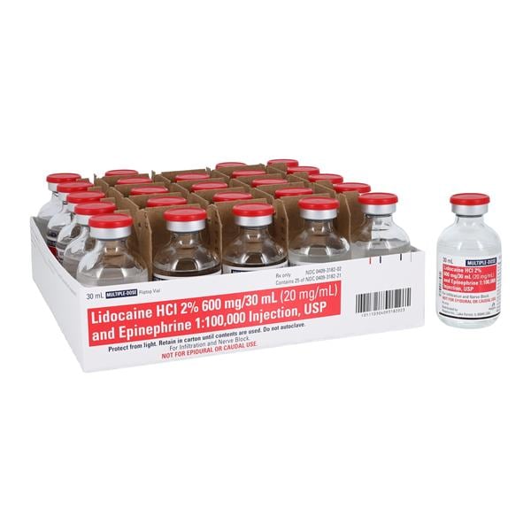 Lidocaine HCl Epinephrine Injection 2% 1:100,000 MDV 30mL 25/Package, 4 BX/CA