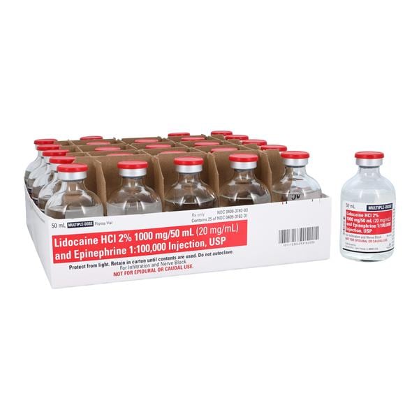 Lidocaine HCl Epinephrine Injection 2% 1:100,000 MDV 50mL 25/Package