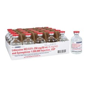 Lidocaine HCl Epinephrine Injection 0.5% 1:200,000 MDV 50mL 25/Package