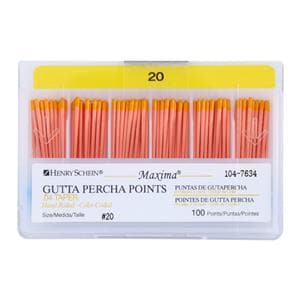 Maxima Hand Rolled Gutta Percha Points Size 20 Yellow 100/Bx