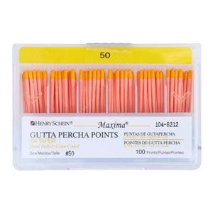 Maxima Hand Rolled Gutta Percha Points Size 50 Yellow 100/Bx