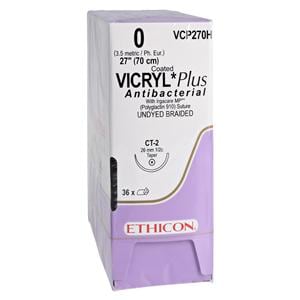 Vicryl Plus Suture 0 27" Triclosan/Polyglactin 910 Braid CT-2 Undyed 36/Bx