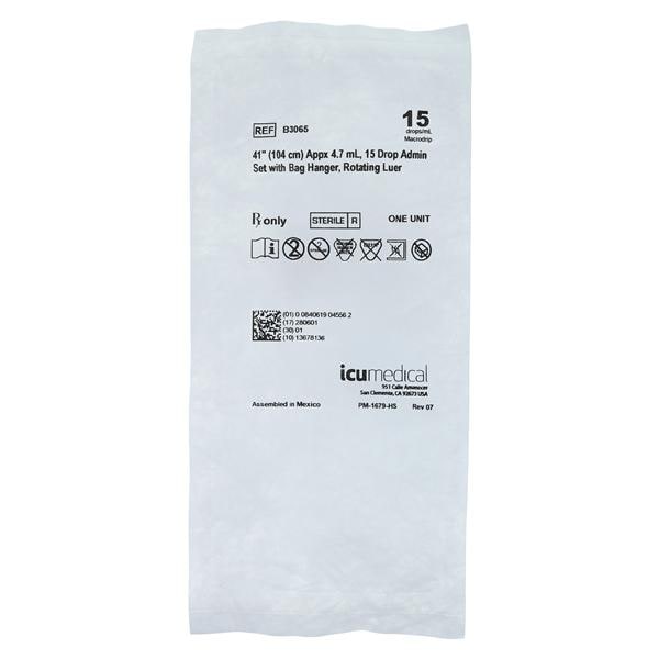 IV Administration Set 41" 15 Drops/mL Priming Volume 4.7mL 25/Ca
