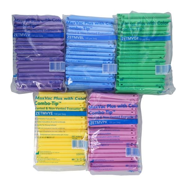 MaxVac Plus HVE Tips Vented / Nonvented Assorted S Tip 1000/Bx