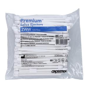 Premium Saliva Ejectors White White Tip 100/Pk