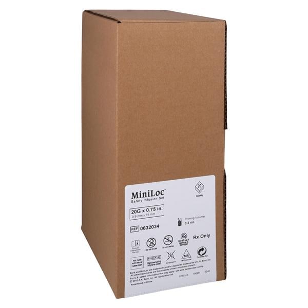 MiniLoc Infusion Set 20gx3/4" w/o Y-Injection Site 8" 20/Pk
