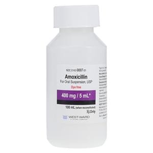 Amoxicillin Oral Suspension 400mg/5mL Dye Free Tutti-Frutti Bottle 100mL
