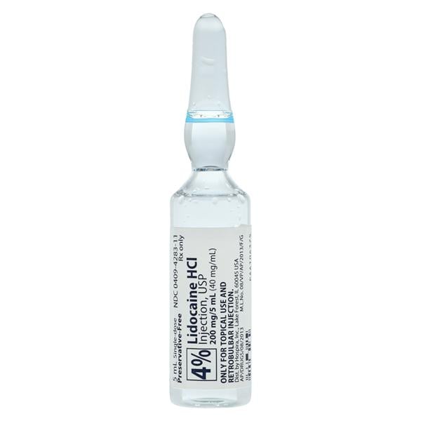 Lidocaine HCl Injection 4% Preservative Free Ampule 5mL 25/Packag...