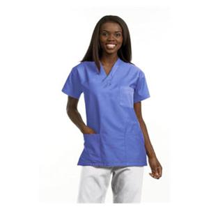 Fashion Poplin Scrub Shirt 3 Pockets Set-In Short Sleeves Large Ceil Unisex Ea