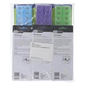 AM/PM Pill Planner Plastic Weekly 5" Clear Blue 6/Pk