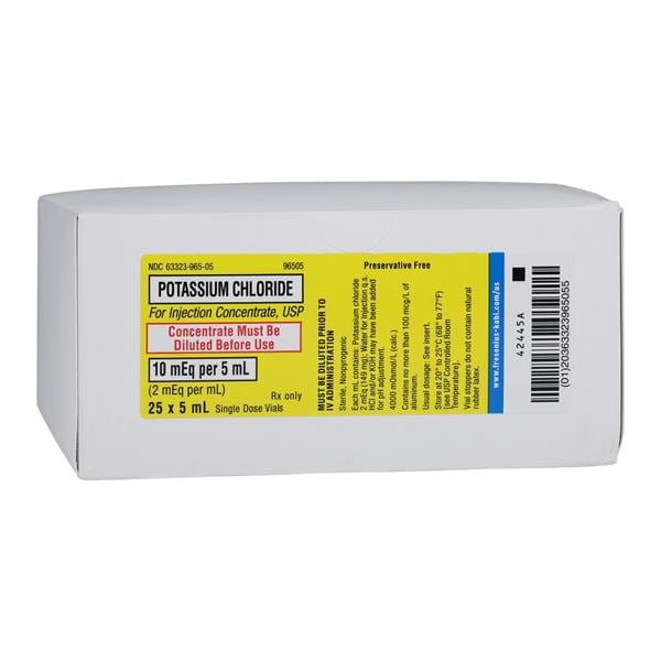 Potassium Chloride Injection 2mEq/mL PF SDV 5mL 25/Package