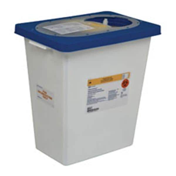 Pharmaceutical Waste Container 8g Wht/Blu 17.75x11x15.5  Vrtcl Entr Plstc 10/Ca