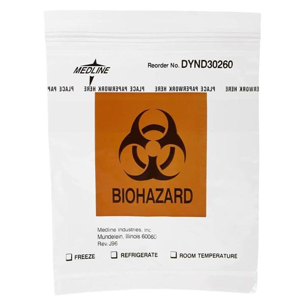 Biohazard Specimen Bag Clear Zip Closure 1000/Ca