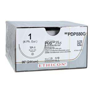 PDS Plus Suture 1 96" Triclosan, Polydioxanone Monofilament TP-1 Violet 12/Bx