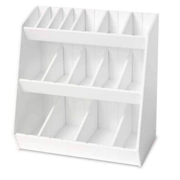 Storage Bin White PVC Plastic With 16 Adjustable Dividers 12x7-3/10x12" Ea