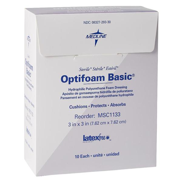 Optifoam Basic Foam Wound Dressing 3x3" Sterile Low Adherent Absorbent LF