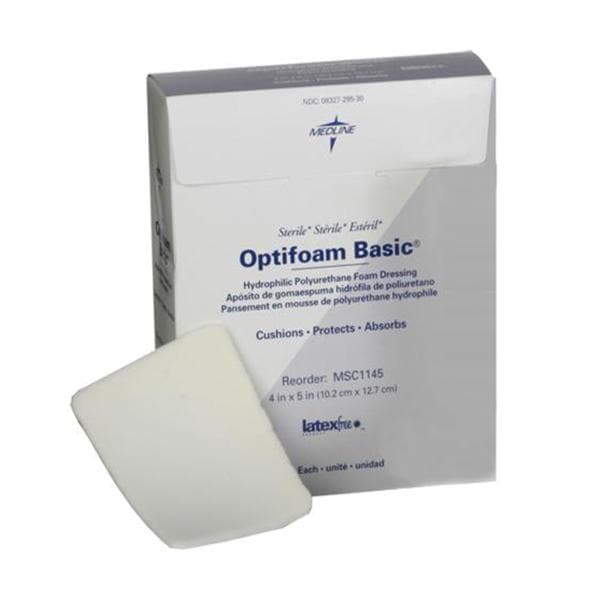 Optifoam Basic Foam Wound Dressing 4x5" Sterile Low Adherent Absorbent LF