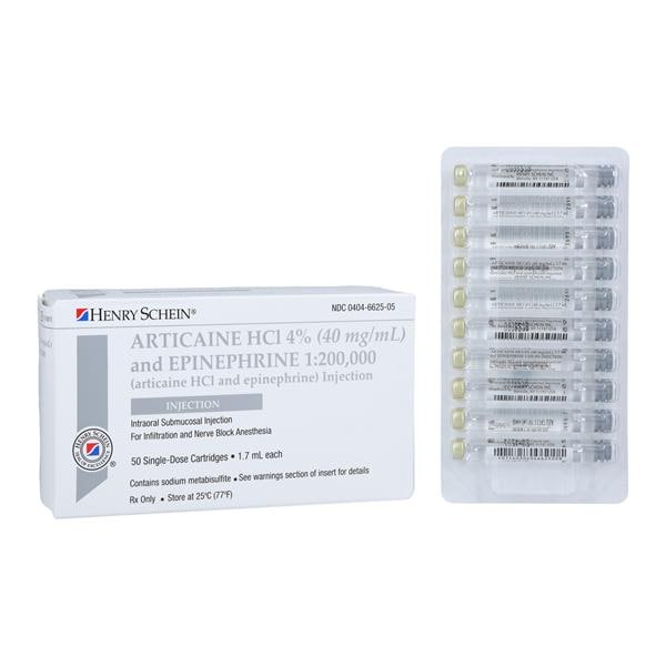 Articaine HCl 4% Epinephrine 1:200,000 1.7 mL 50/Bx