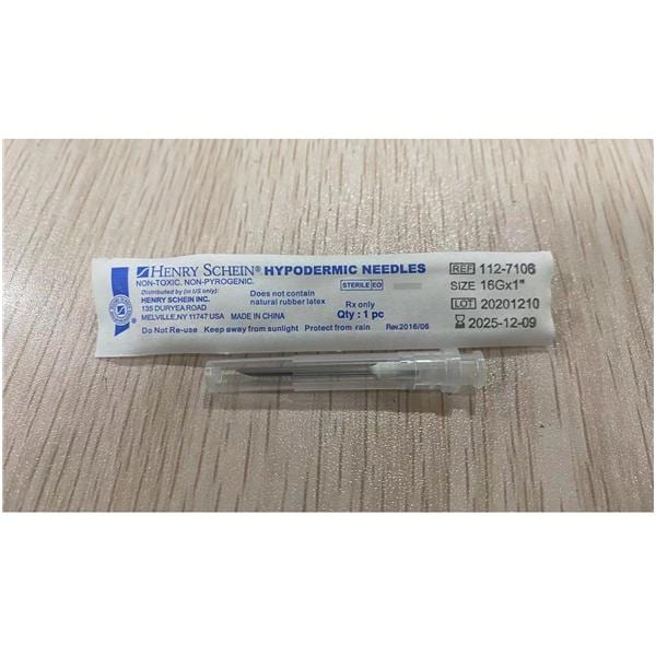 Hypodermic Needle 16gx1" Conventional 100/Bx