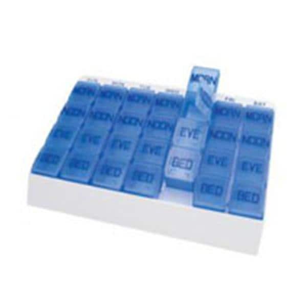 Medi Tray Pill Organizer Plastic 9-5/16X6-3/4X1-1/8" White/Blue Ea