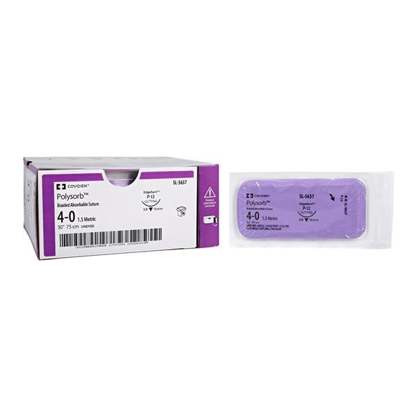 Polysorb Suture 4-0 30" Polyester Braid P-12 Undyed 36/Ca