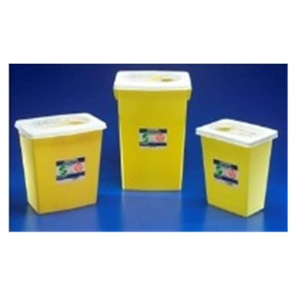 Chemotherapy Waste Container 12gal Yw 12.75x18.25x18.75" Hng Ld/Gskt Plstc 10/Ca