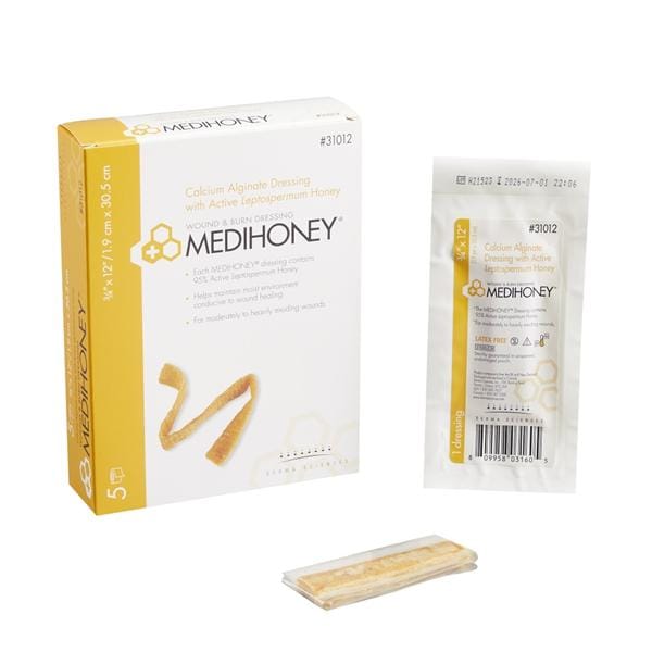 MediHoney Calcium Alginate Rope Dressing 3/4x12" Sterile Orange 20/Ca