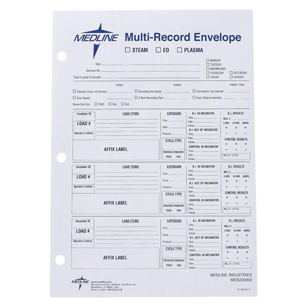 Sterilization Record Envelope White / Blue 100/Pk